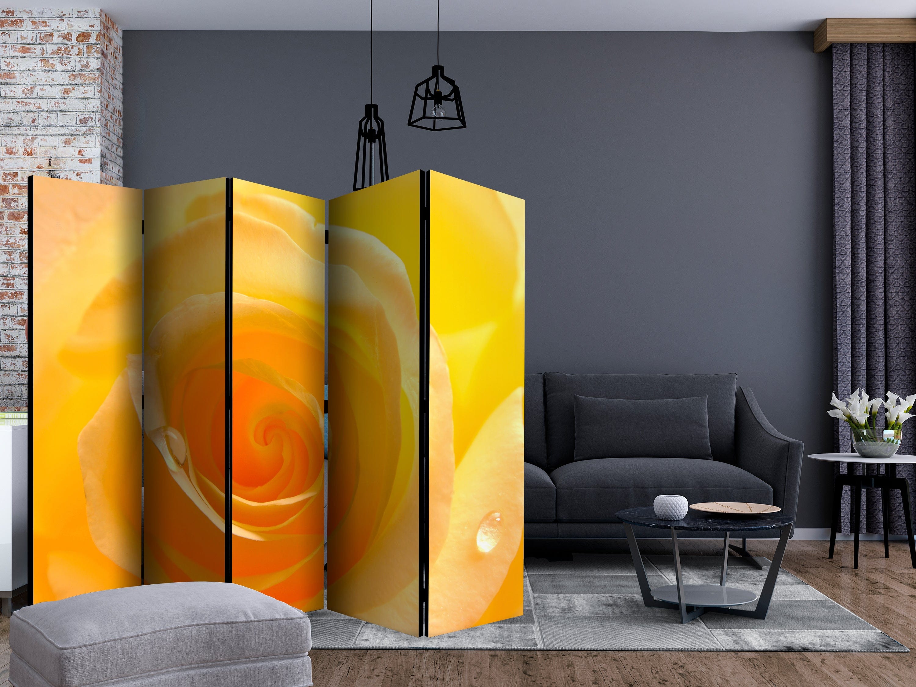 Aizslietnis 5-daļīgs - Dzeltenā roze (225x172cm) Home Trends