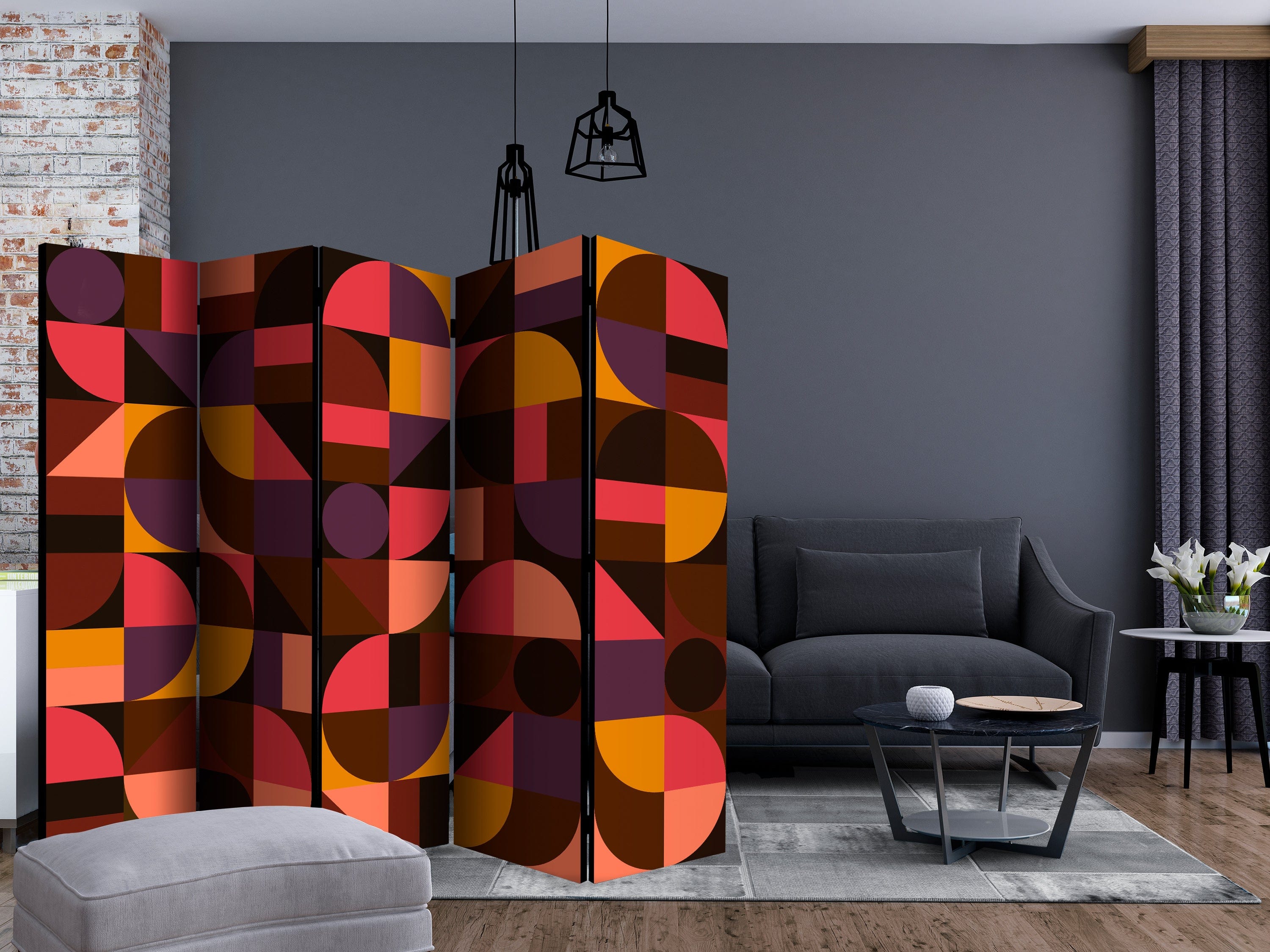 Aizslietnis 5-daļīgs - Ģeometriskā mozaīka (sarkana) (225x172cm) 225x172 cm Home Trends
