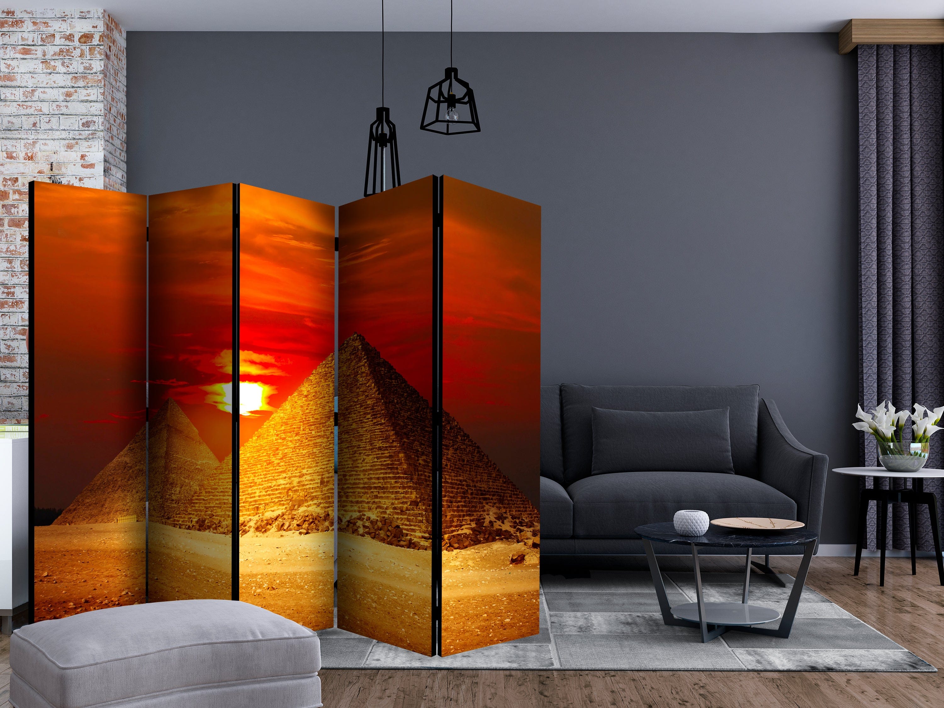 Aizslietnis 5-daļīgs - Gīzas nekropole - saulriets (225x172cm) Home Trends