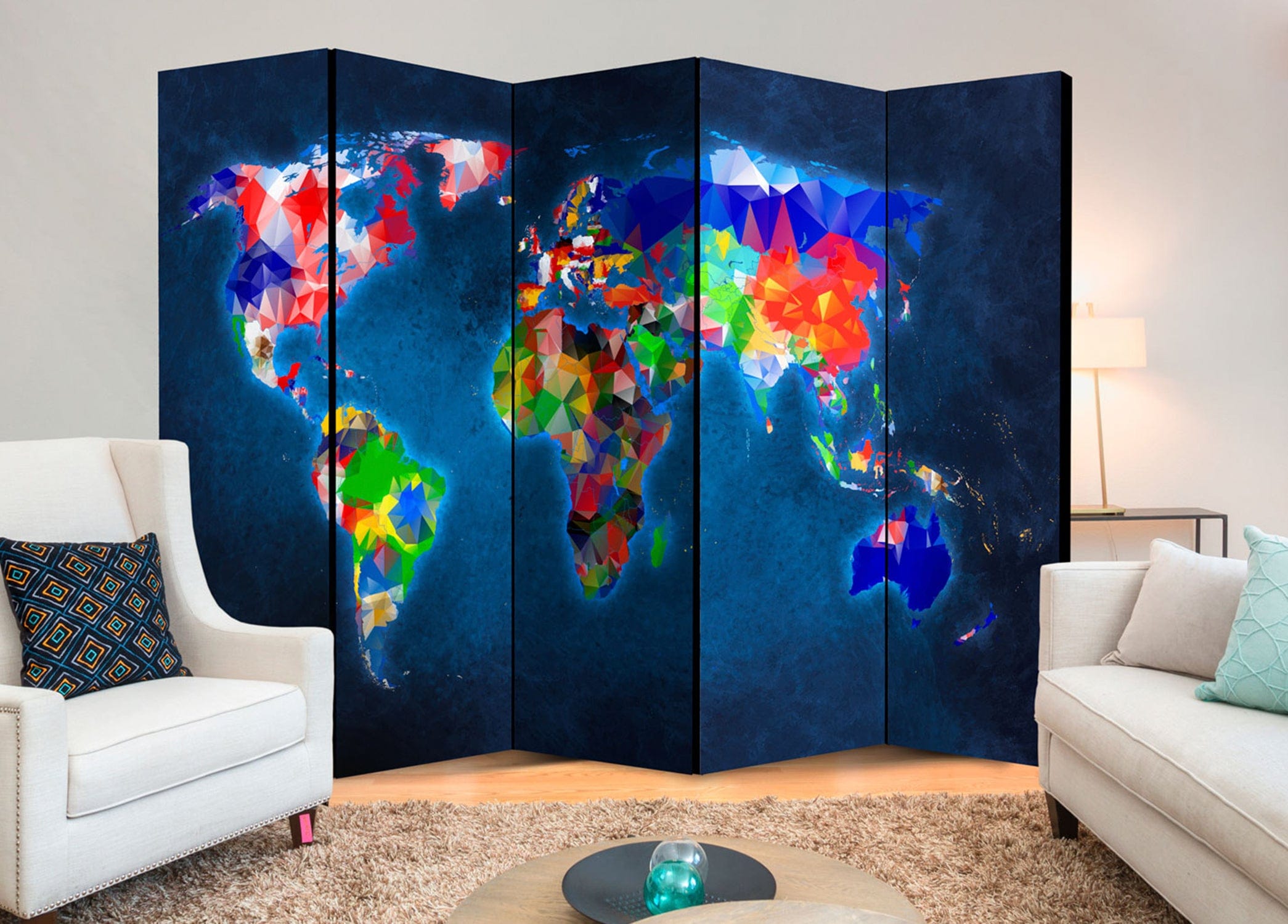 Aizslietnis 5-daļīgs - Krāsaina karte (225x172cm) Home Trends