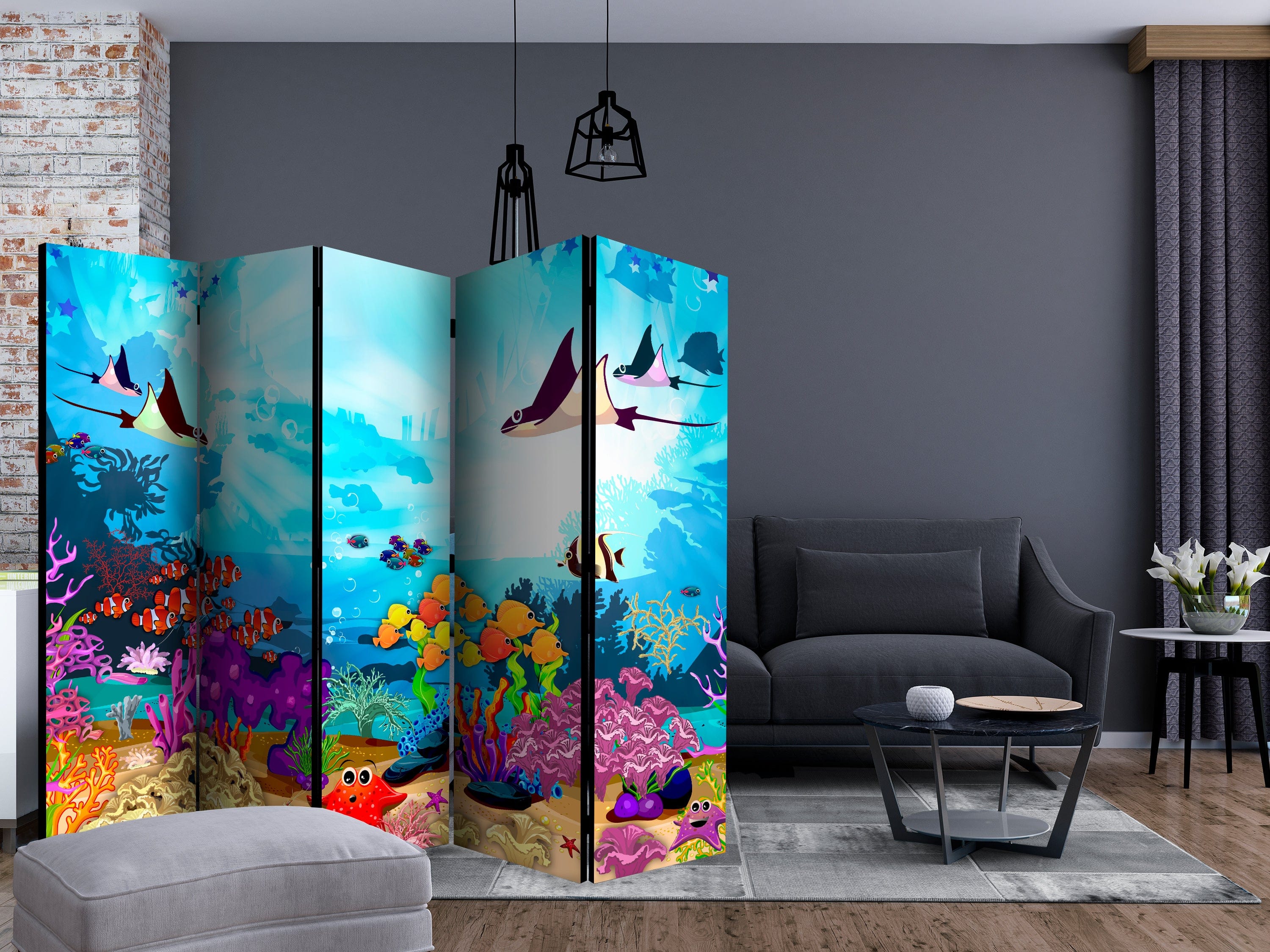 Aizslietnis 5-daļīgs - Krāsainas zivis (225x172cm) Home Trends