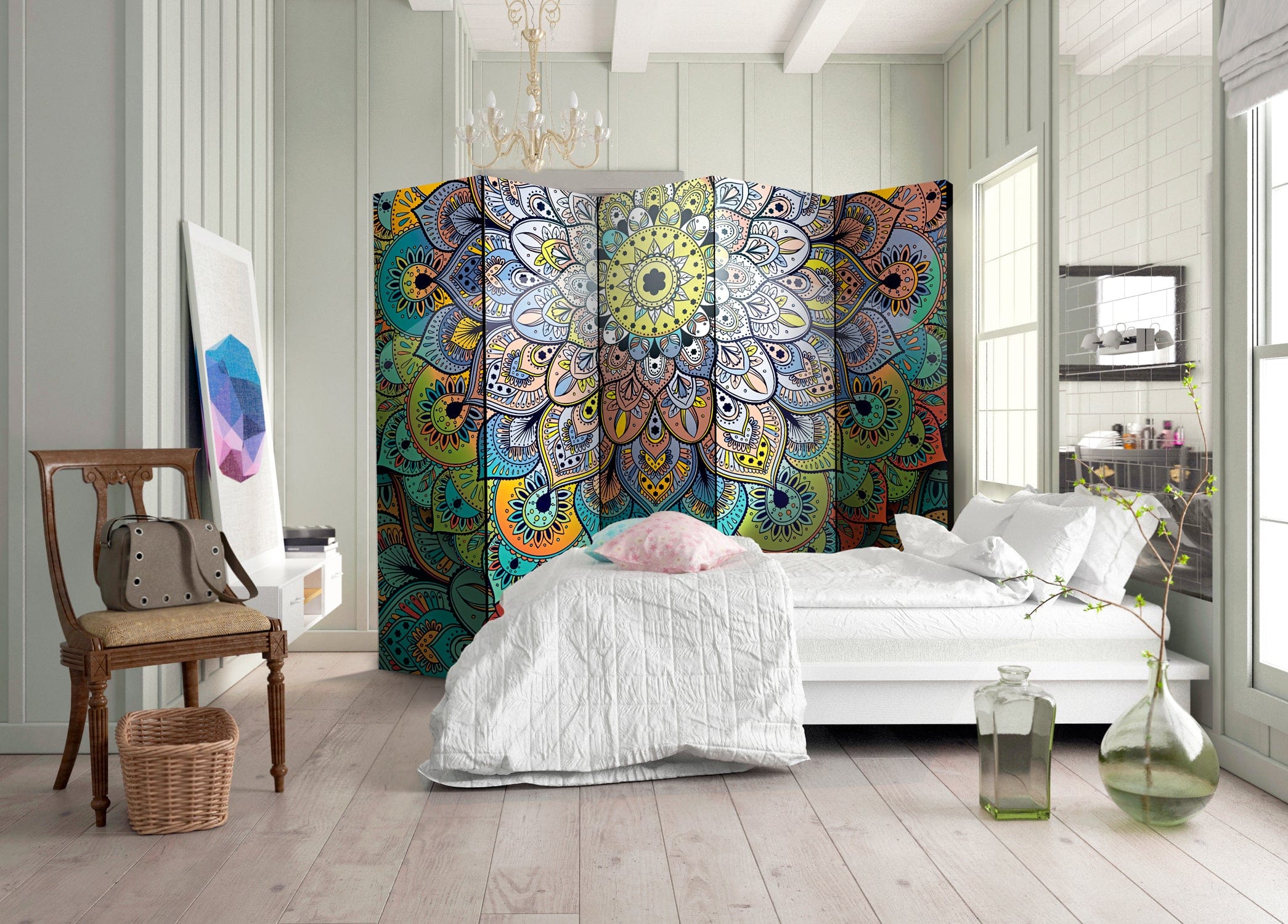 Aizslietnis 5-daļīgs - Krāsains vitrāžas stikls (225x172cm) Home Trends