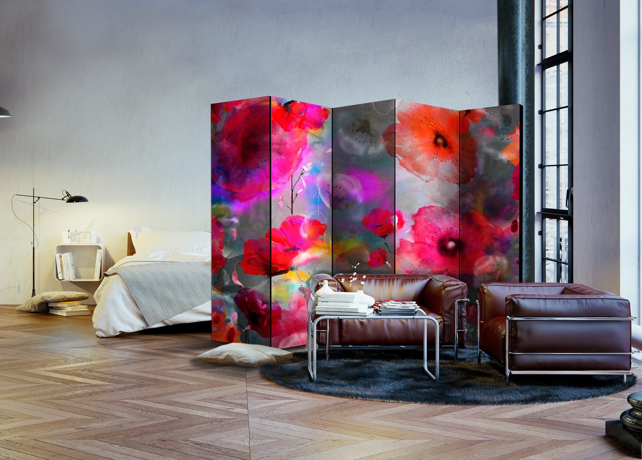 Aizslietnis 5-daļīgs - Krāsotas magones (225x172cm) Home Trends
