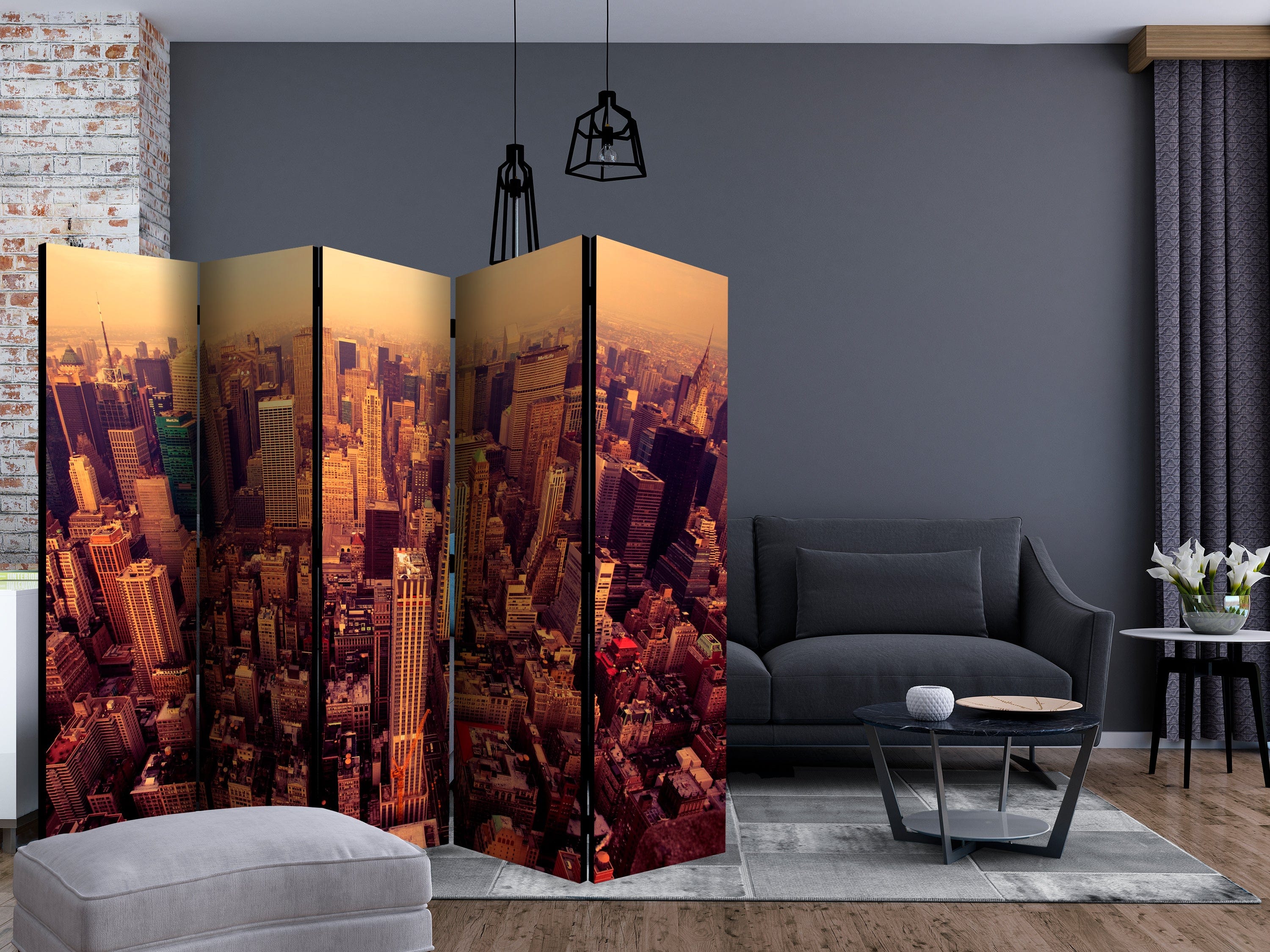 Aizslietnis 5-daļīgs - Manhetenas skats no putna lidojuma, Ņujorka (225x172cm) Home Trends
