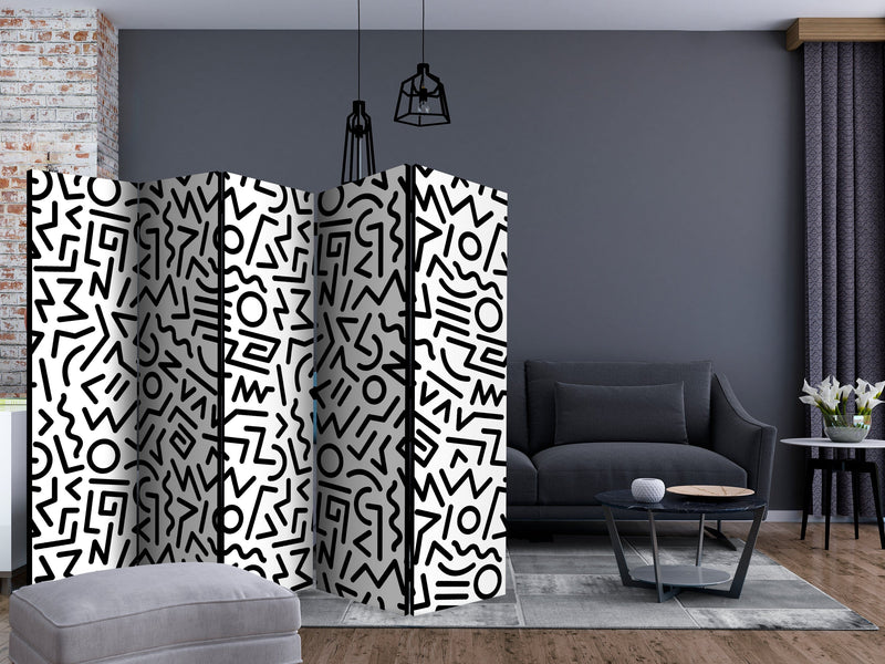 Aizslietnis 5-daļīgs - Melnbalts labirints (225x172cm) 225x172 cm Home Trends