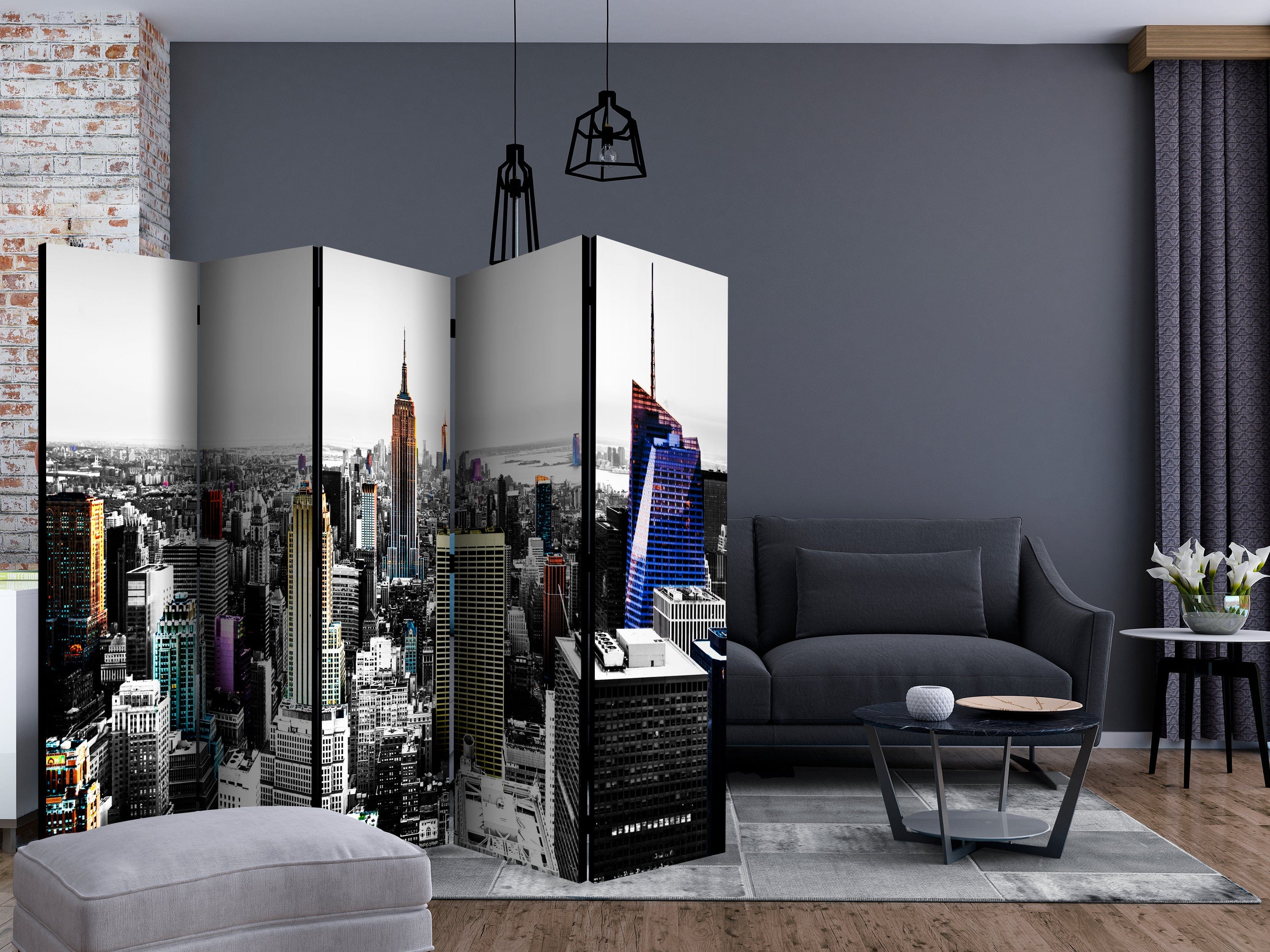 Aizslietnis 5-daļīgs - Mirdzoši debesskrāpji  (225x172cm) Home Trends