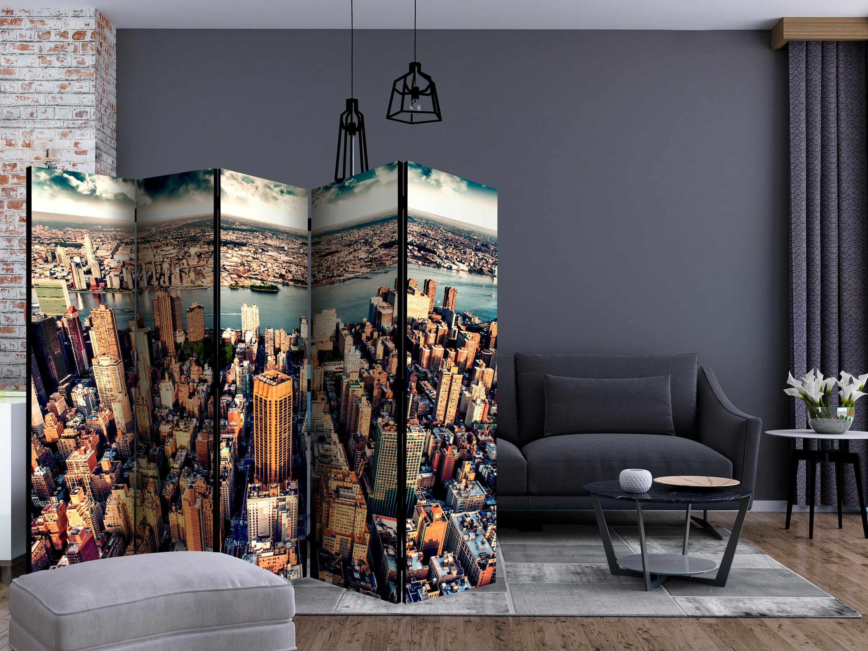 Aizslietnis 5-daļīgs - Ņujorkas skats no putna lidojuma (225x172cm) Home Trends