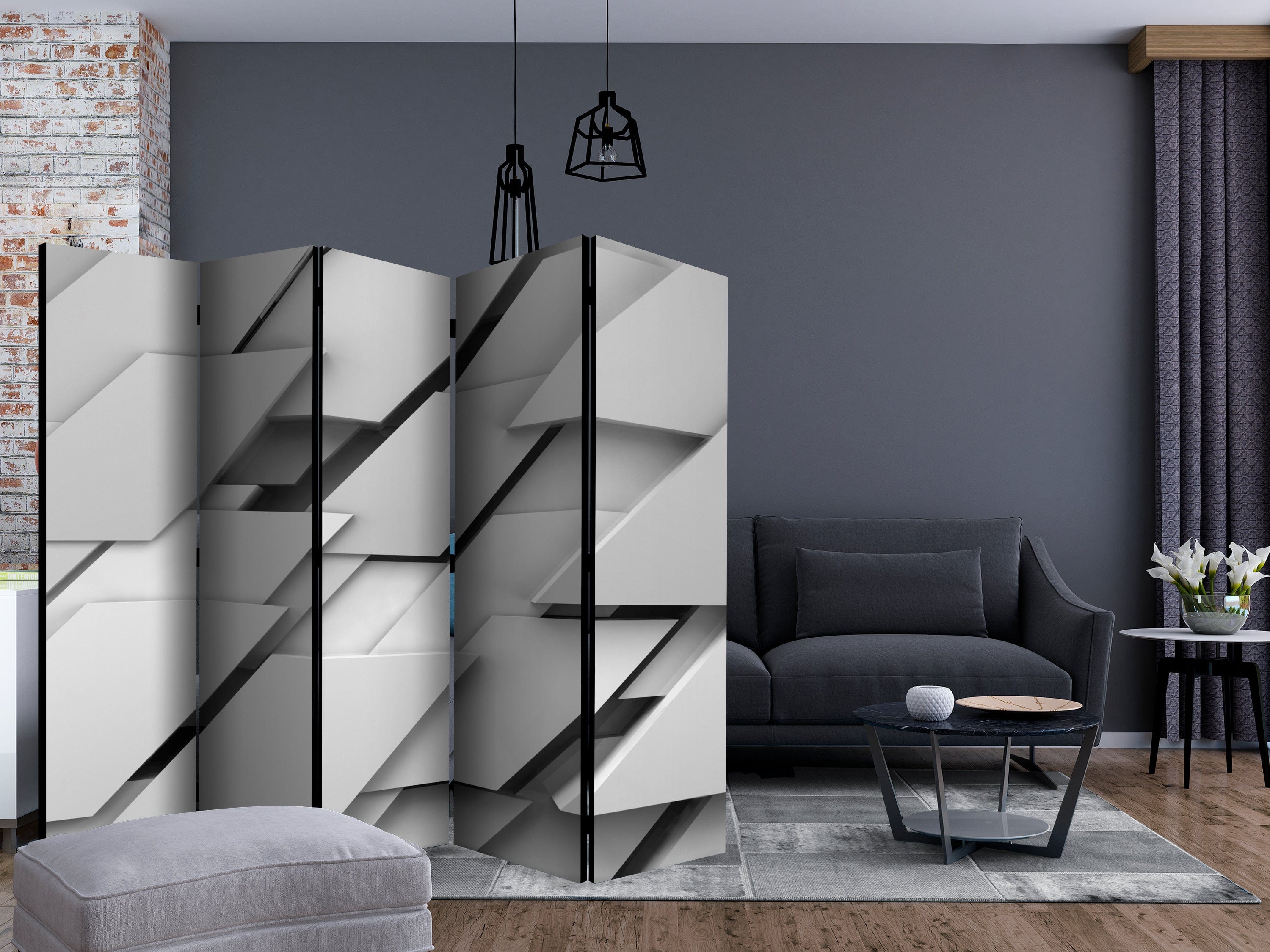 Aizslietnis 5-daļīgs - Pelēkas plāksnes  (225x172cm) 225x172 cm Home Trends