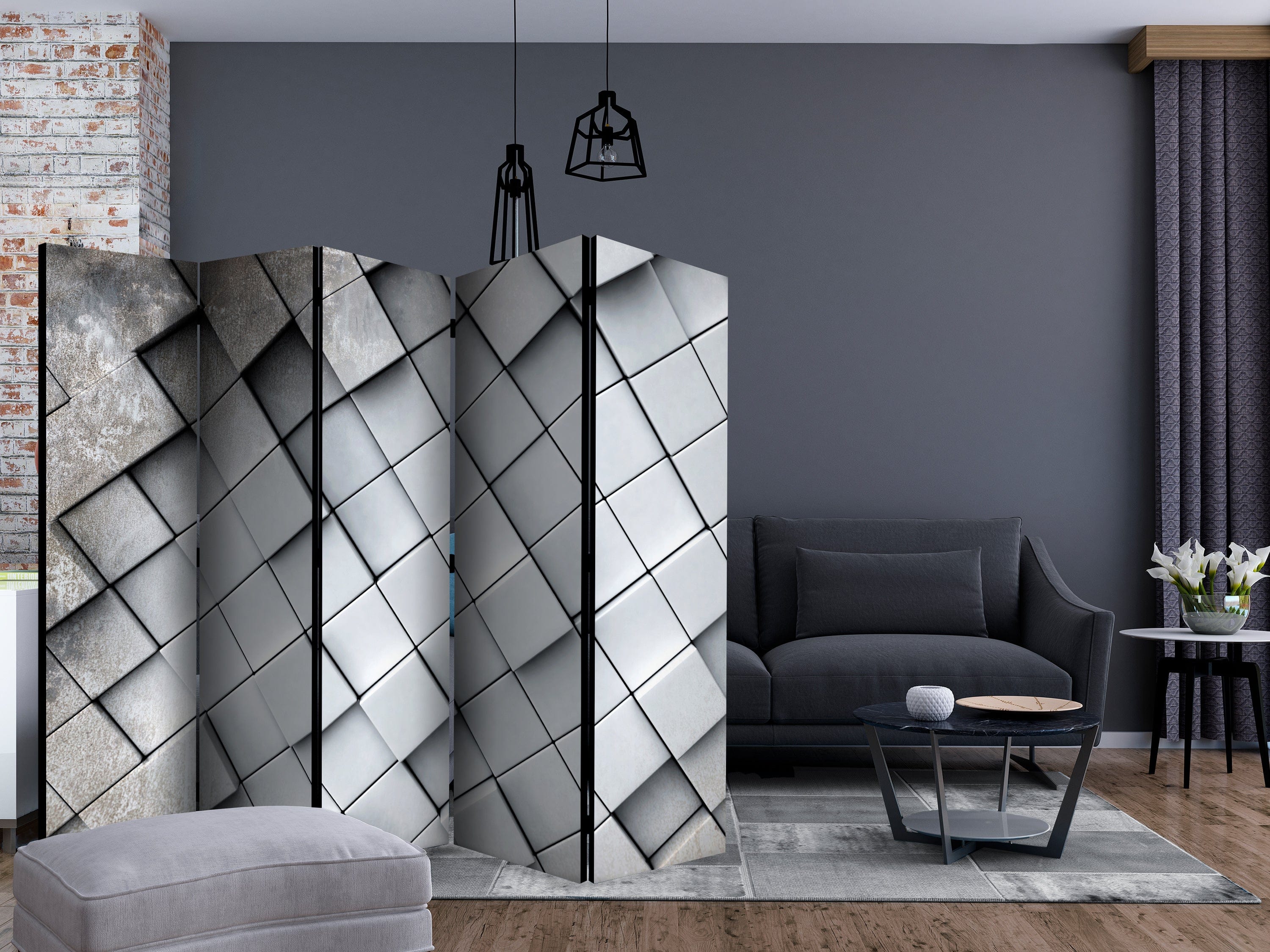 Aizslietnis 5-daļīgs - Pelēks fons 3D (225x172cm) Home Trends