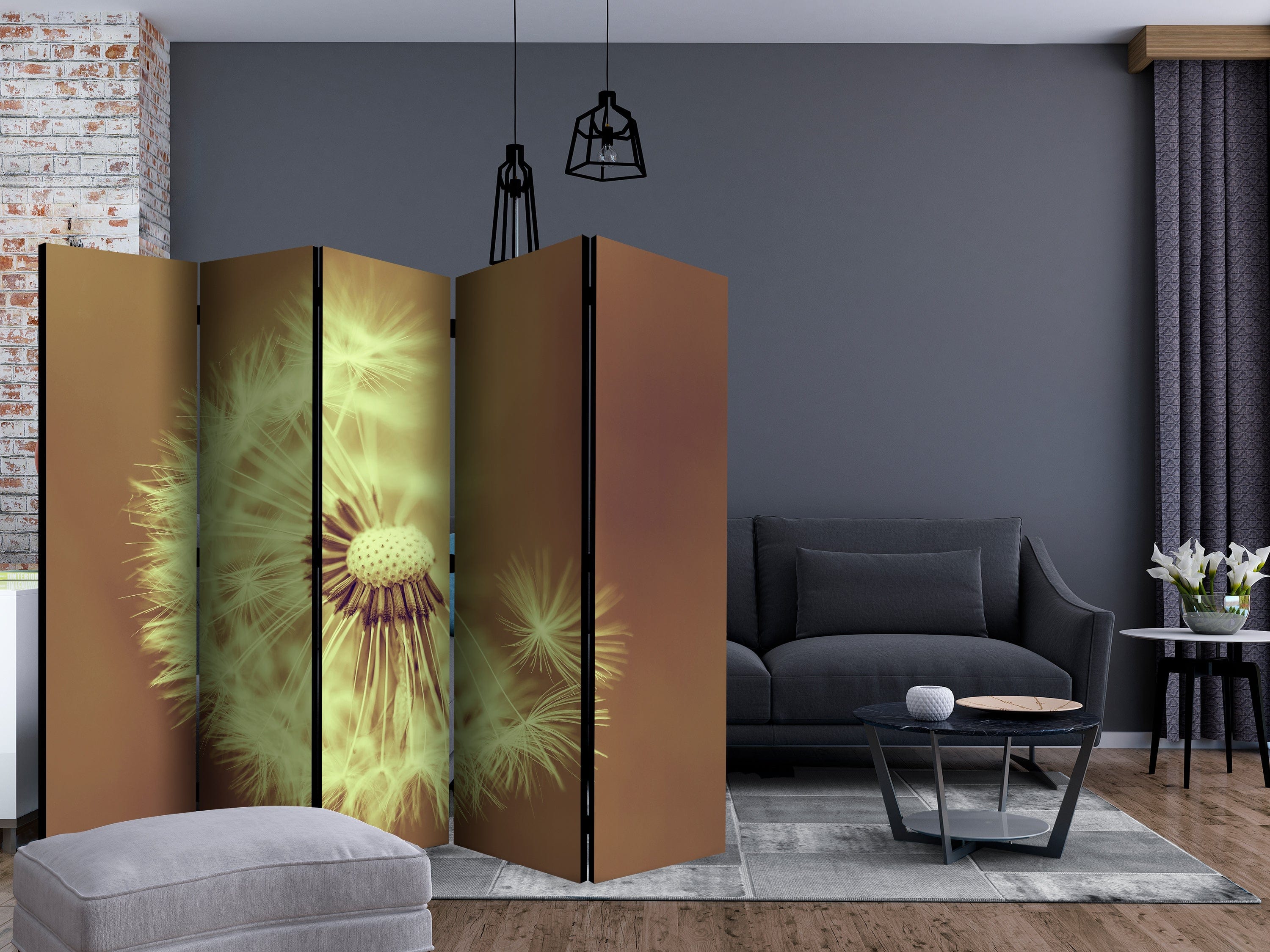 Aizslietnis 5-daļīgs - Pienene ( sēpijas krāsā) (225x172cm) Home Trends