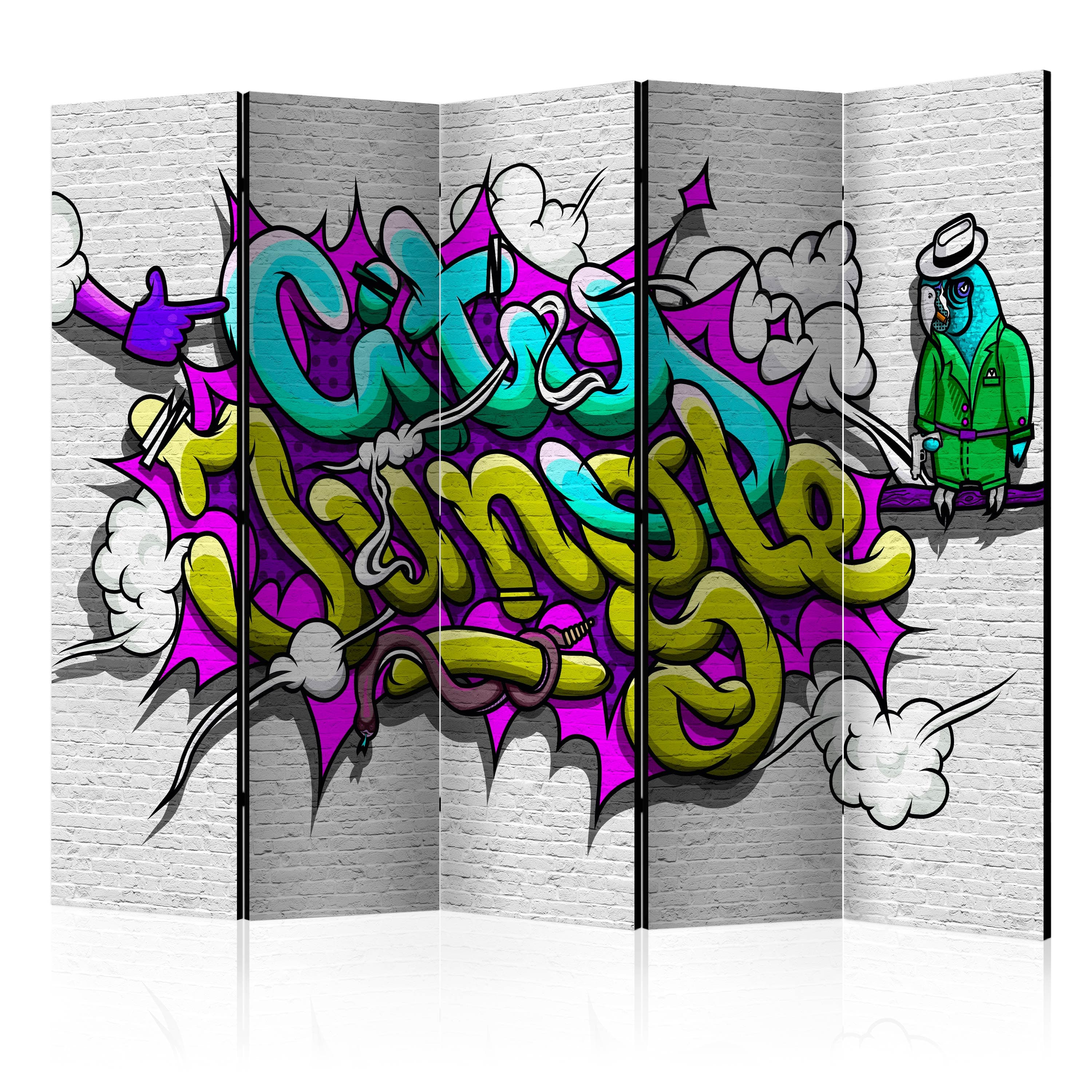 Aizslietnis 5-daļīgs - Pilsētas džungļi - grafiti (225x172cm) Home Trends