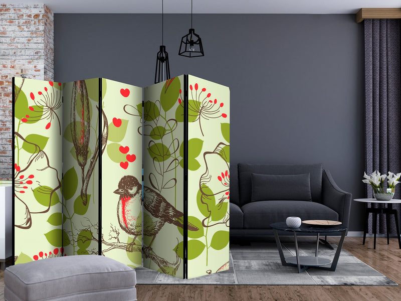 Aizslietnis 5-daļīgs - Putnu un liliju vintāžas raksts (225x172cm) Home Trends