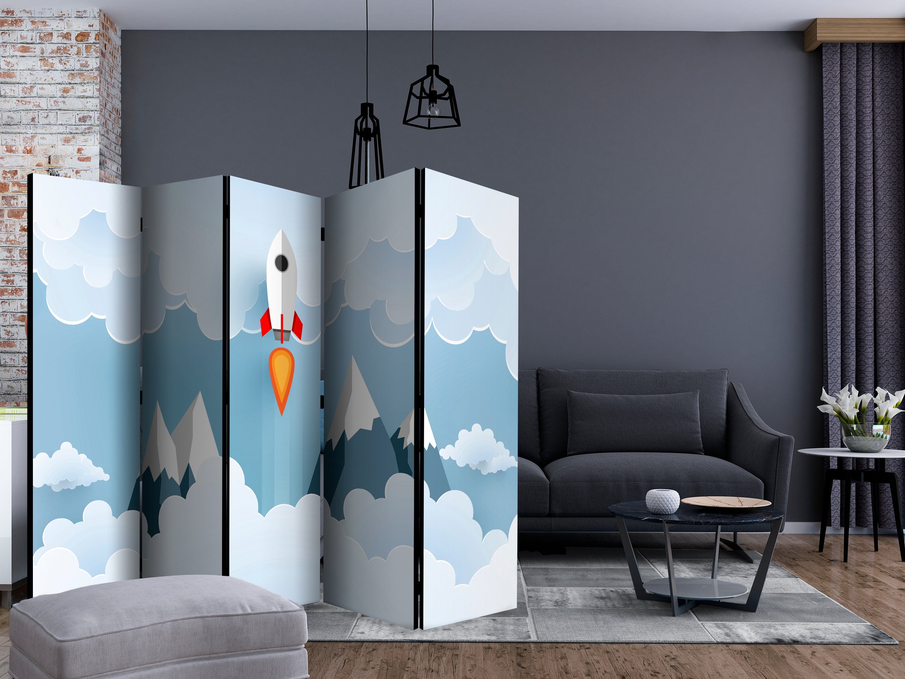 Aizslietnis 5-daļīgs - Raķete mākoņos (225x172cm) Home Trends
