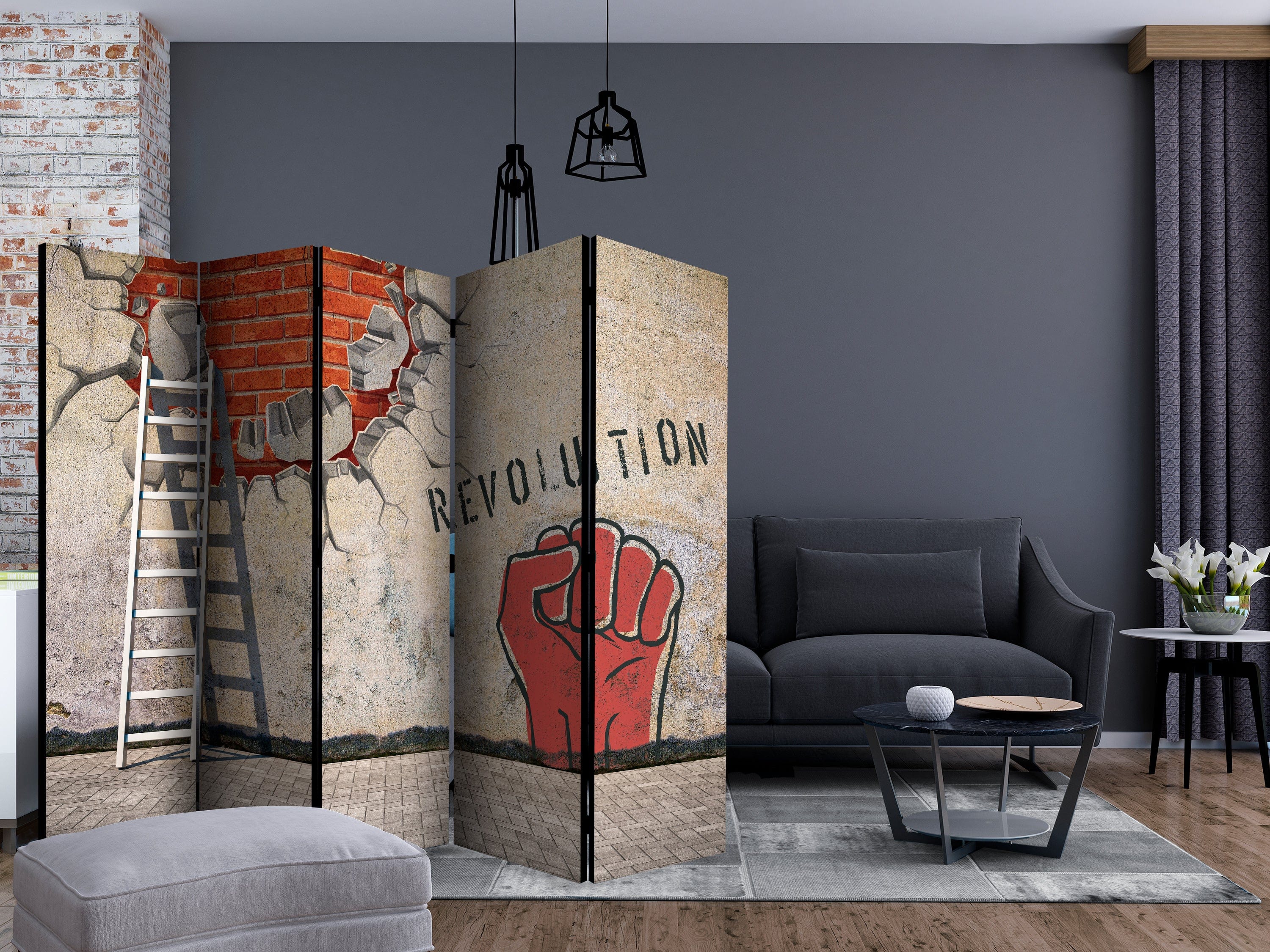 Aizslietnis 5-daļīgs - Revolūcijas neredzamā roka (225x172cm) Home Trends