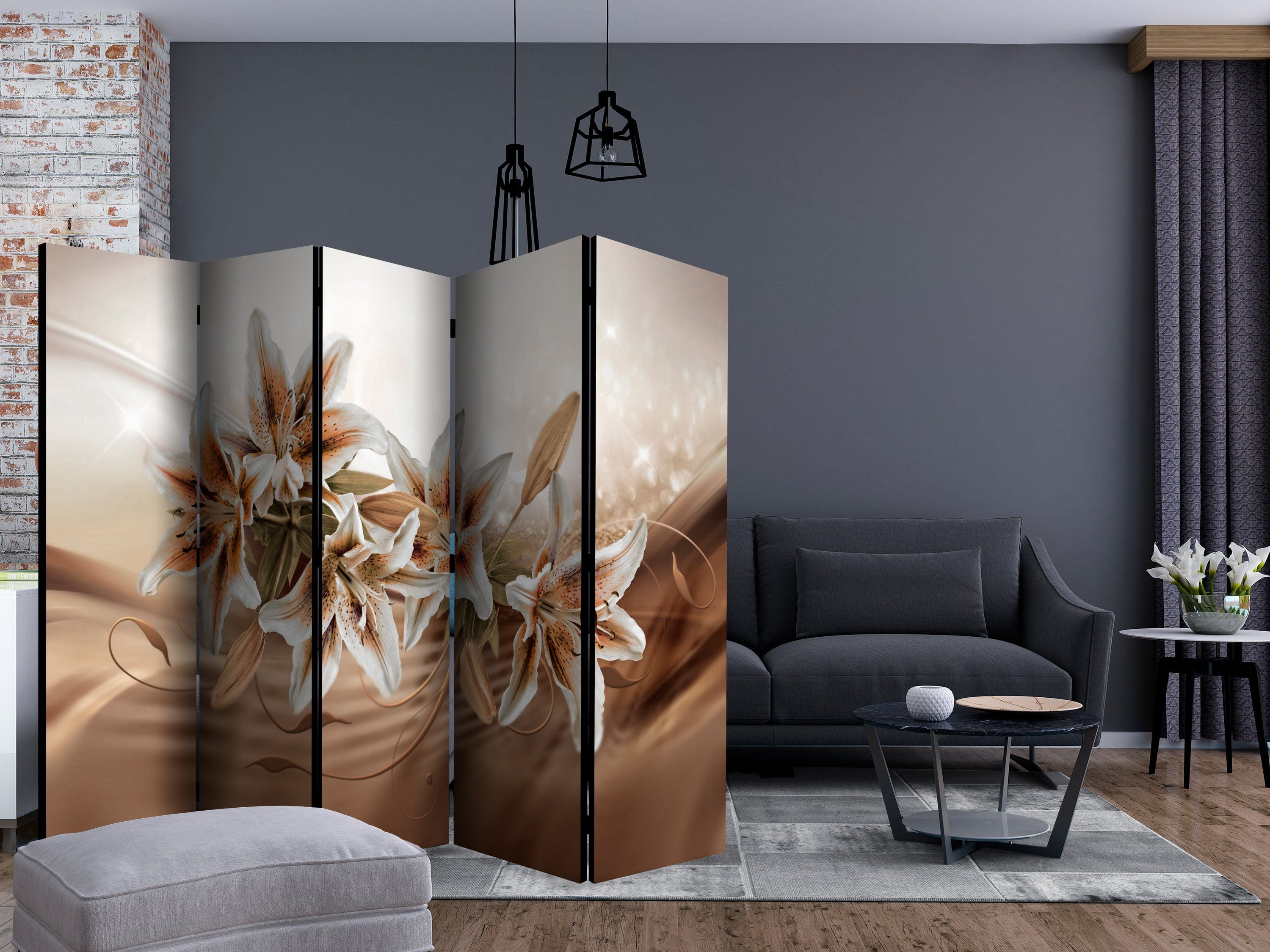 Aizslietnis 5-daļīgs - Šokolādes lilijas (225x172cm) Home Trends