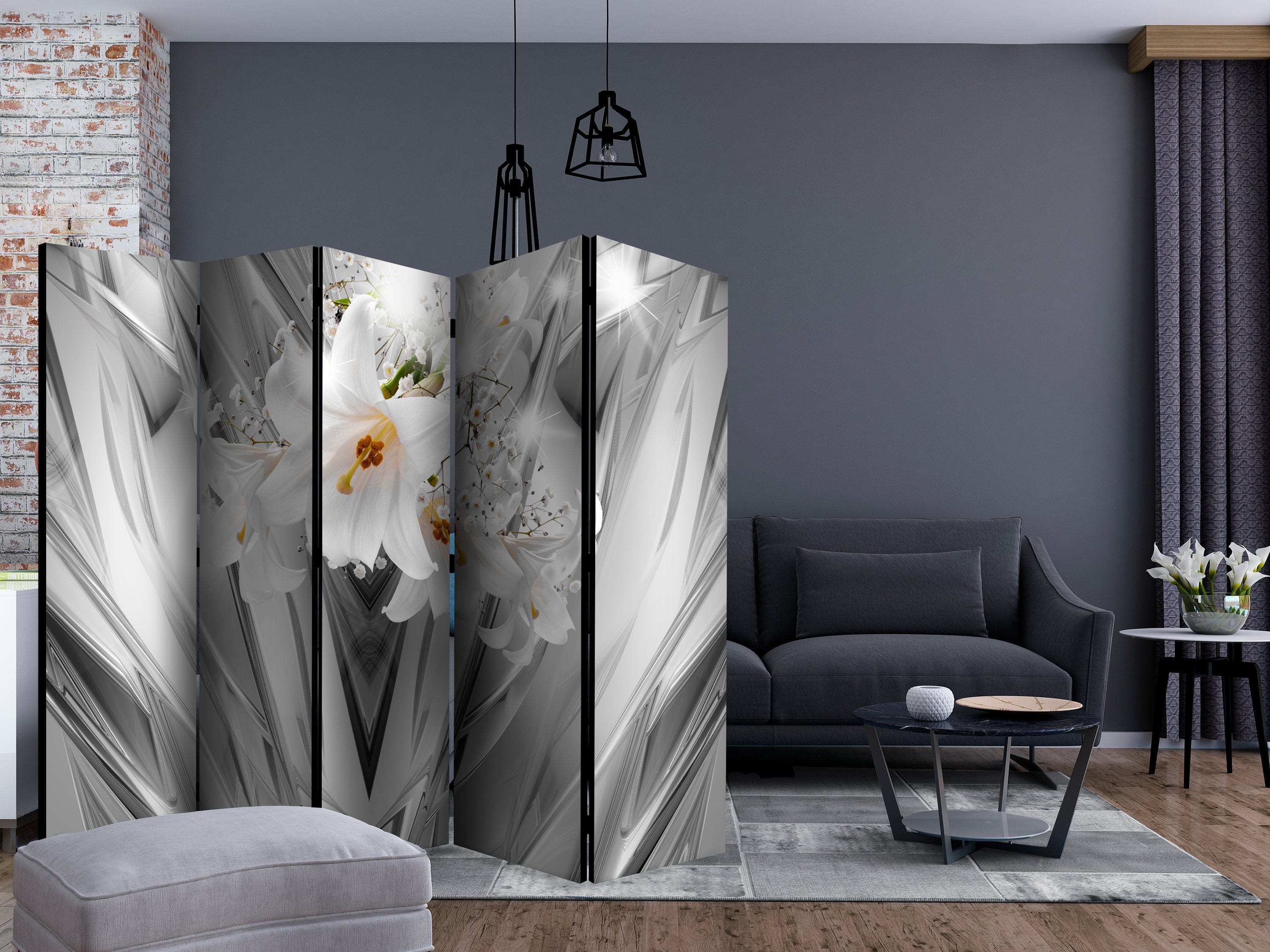 Aizslietnis 5-daļīgs - Tērauda lilijas (225x172cm) Home Trends