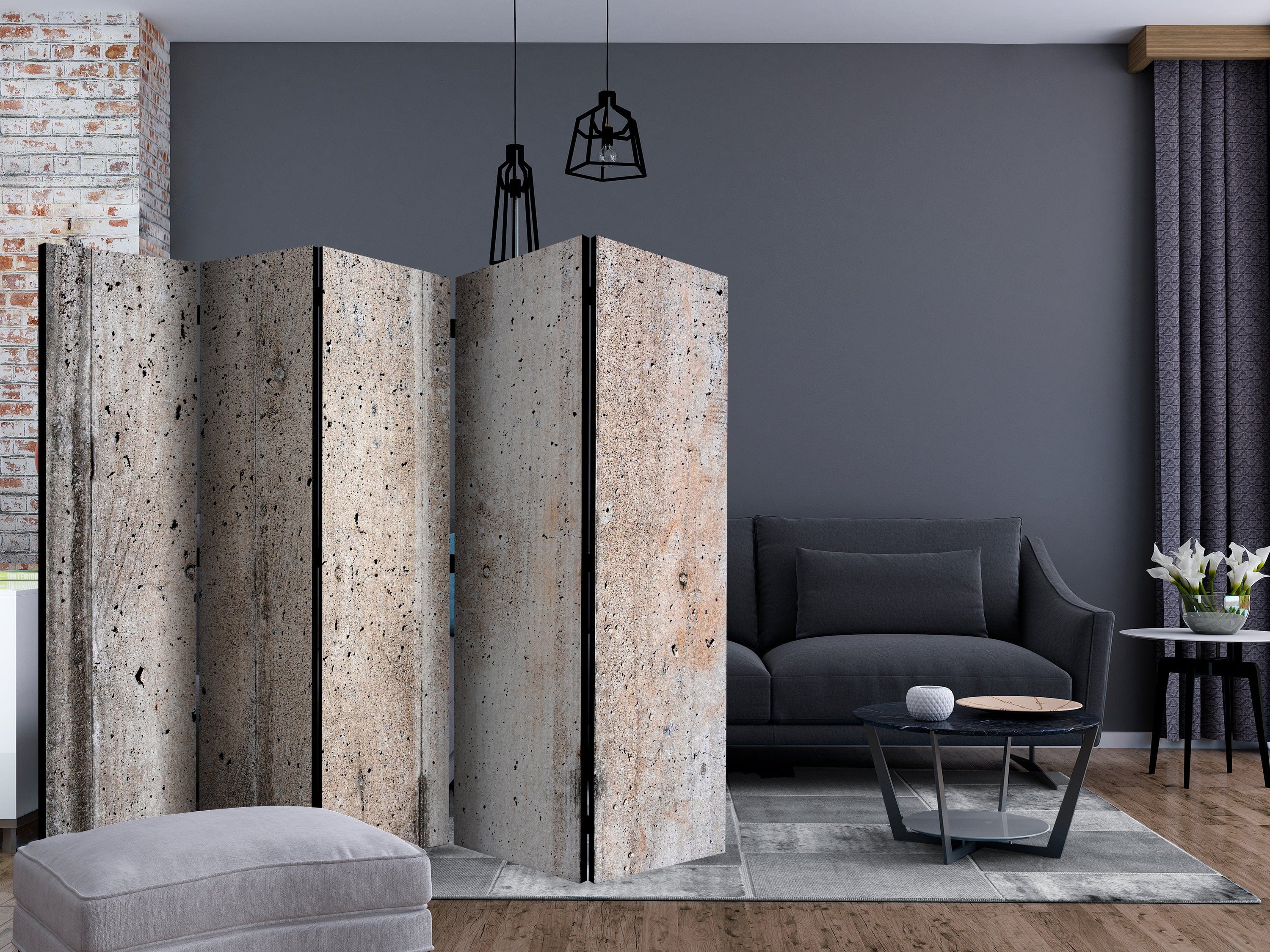 Aizslietnis 5-daļīgs - Vecs betons (225x172cm) 225x172 cm Home Trends