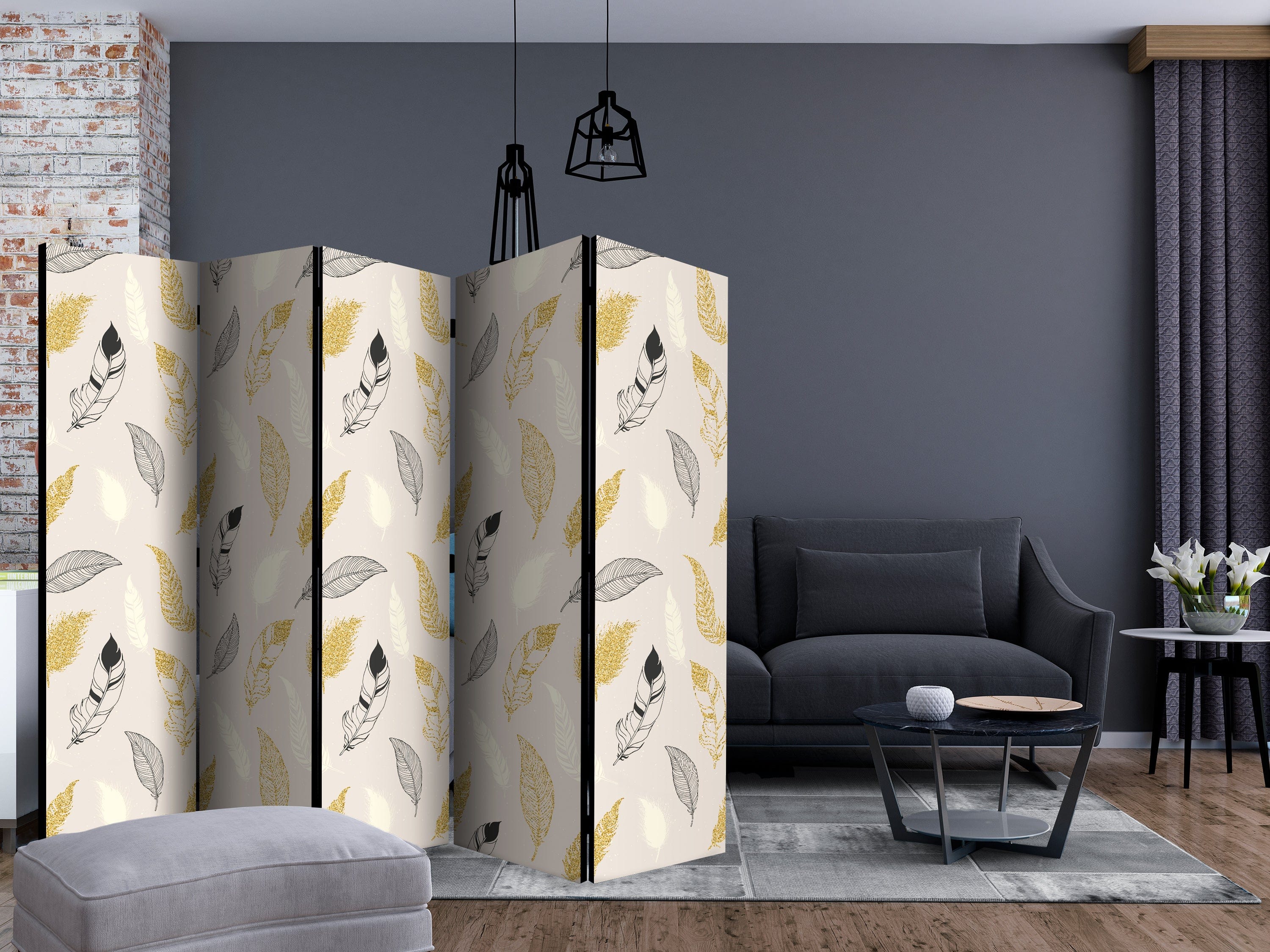 Aizslietnis 5-daļīgs - Zelta spalvas (225x172cm) 225x172 cm Home Trends