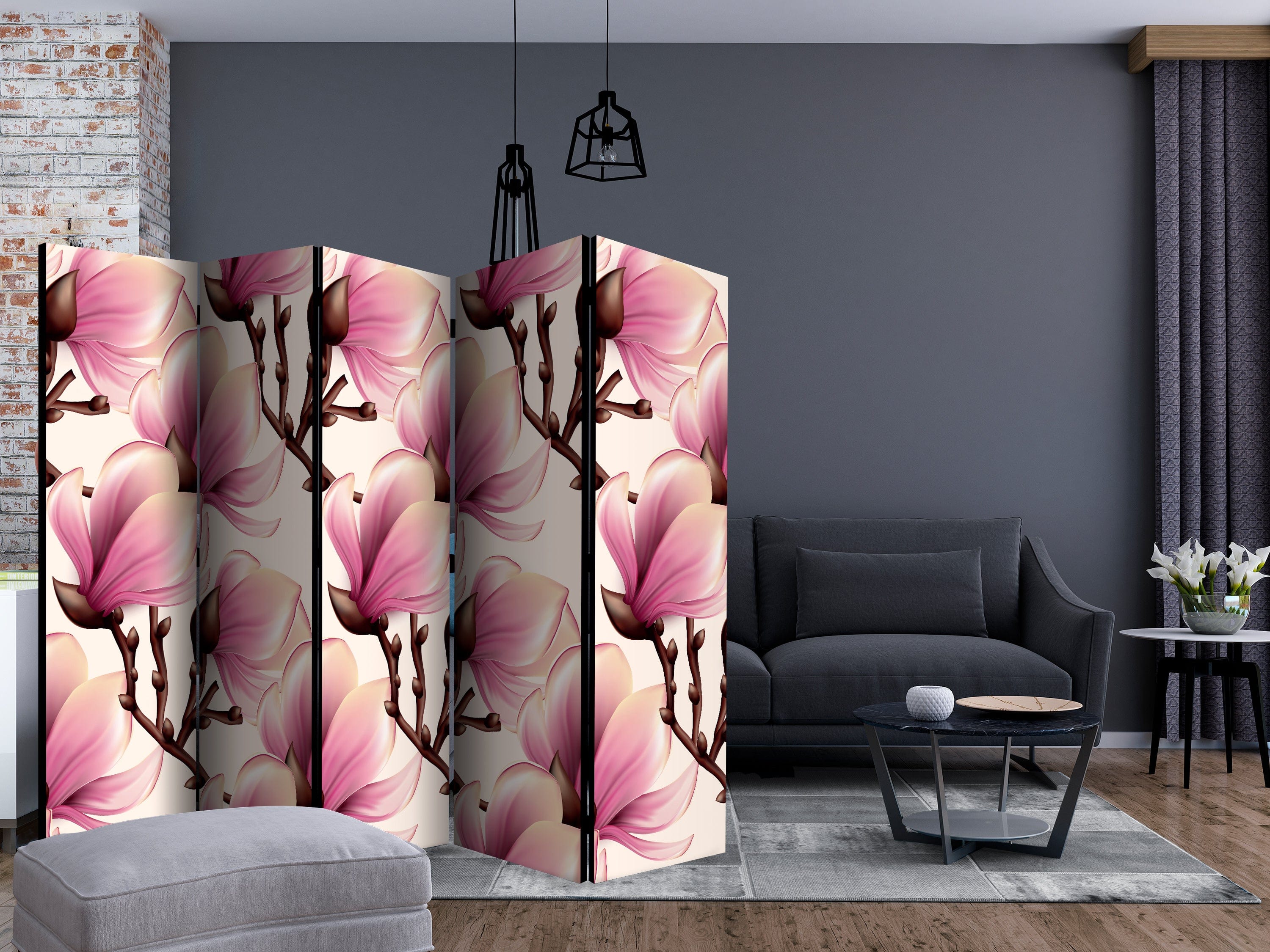 Aizslietnis 5-daļīgs - Ziedošas magnolijas (225x172cm) Home Trends