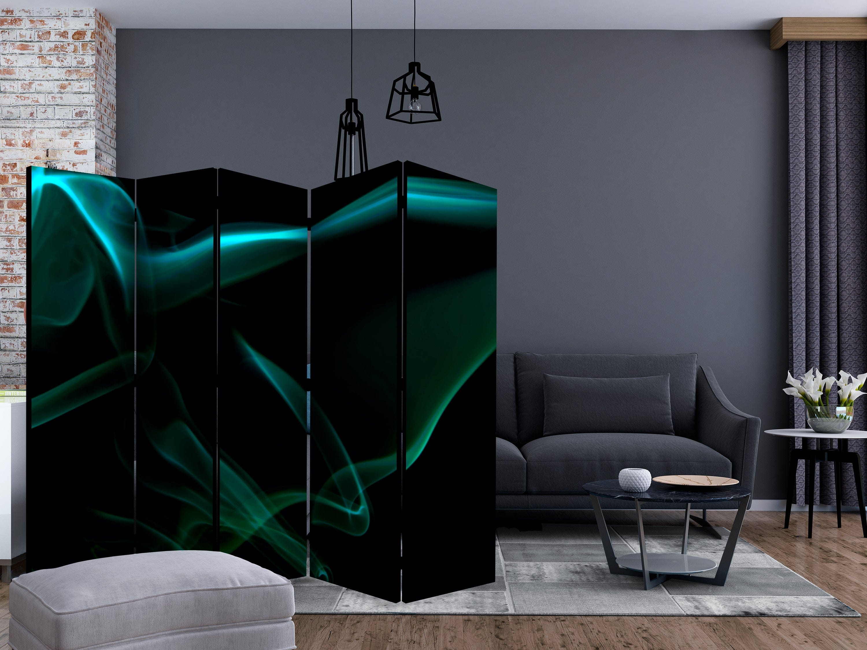 Aizslietnis 5-daļīgs - Zili dūmu viļņi (225x172cm) Home Trends