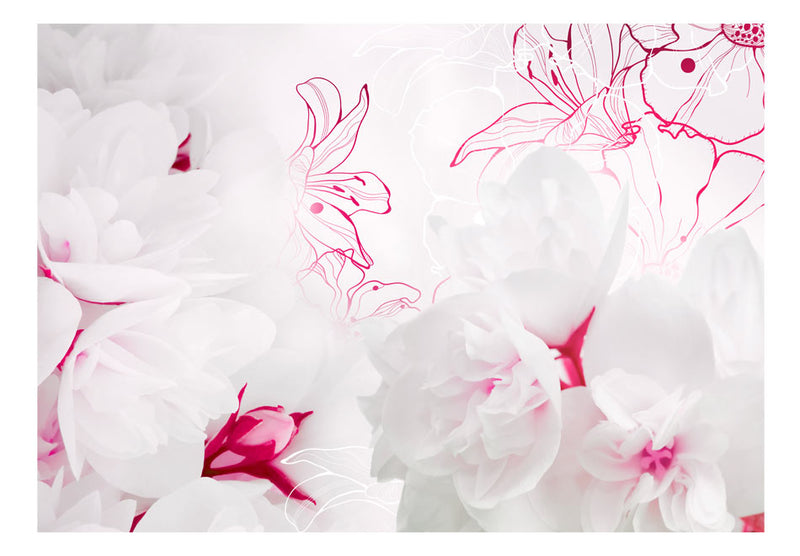 Fototapetes ar ziediem - Balti apvilktas
