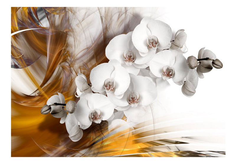 Fototapetes ar ziediem - Orhideja ugunī