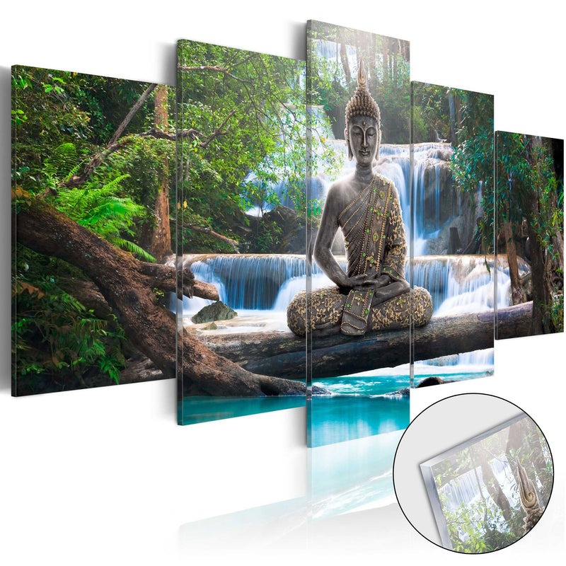 Glezna ar akrila stiklu - Buda un ūdenskritums