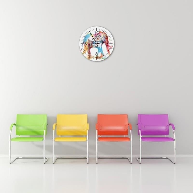Dekoratīvais sienas pulkstenis A colorful elephant  E-interjers.lv