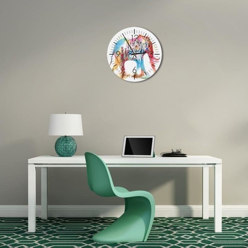 Dekoratīvais sienas pulkstenis A colorful elephant  E-interjers.lv