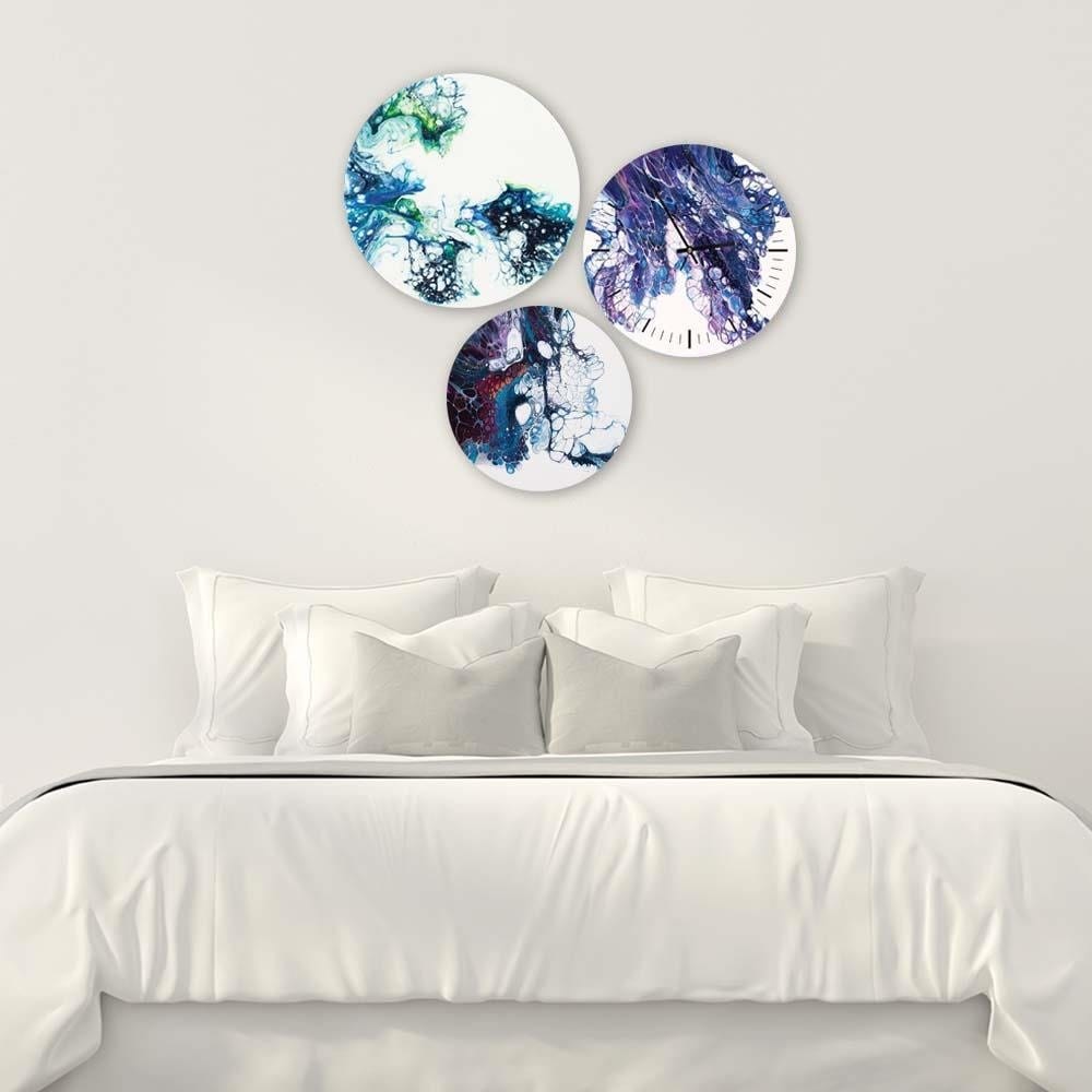Dekoratīvais sienas pulkstenis Dark blue marble 2  E-interjers.lv