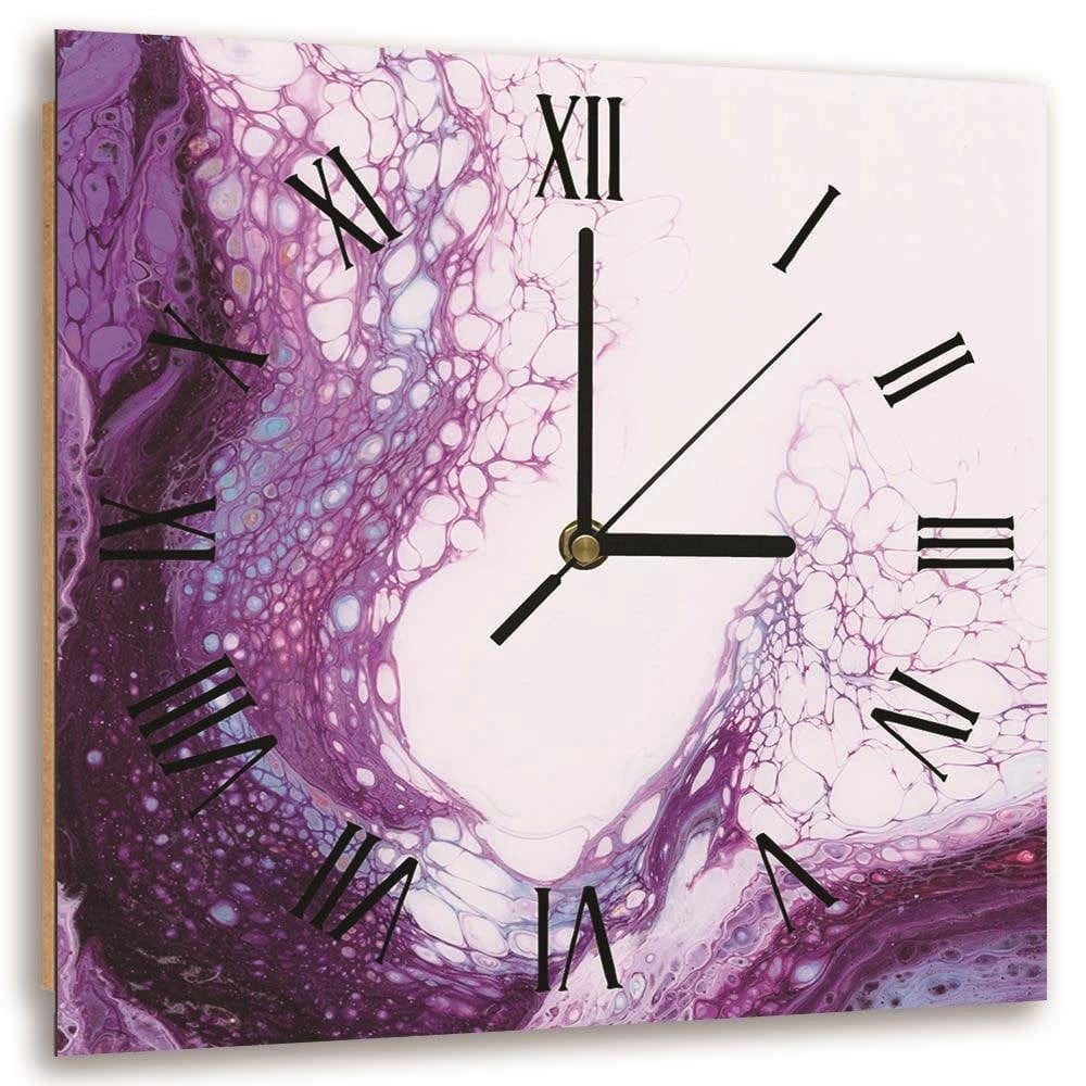 Dekoratīvais sienas pulkstenis Purple marble  E-interjers.lv