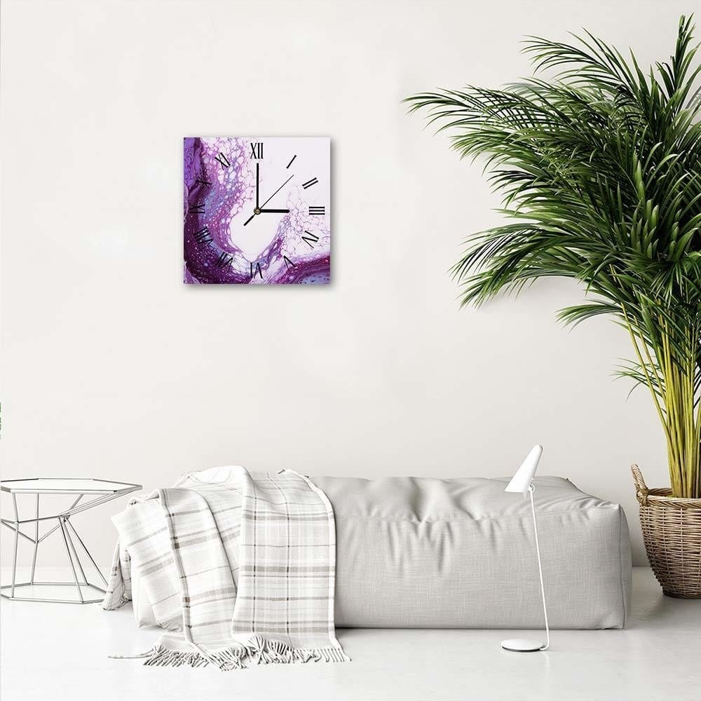 Dekoratīvais sienas pulkstenis Purple marble  E-interjers.lv