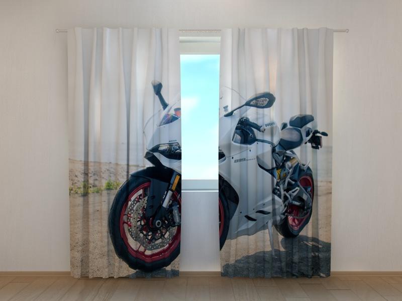 Dienas un nakts aizkari - Balts motocikls Dukati Panigale 180 x 140 cm (2X 90x140 cm) / SCREEN E-interjers.lv