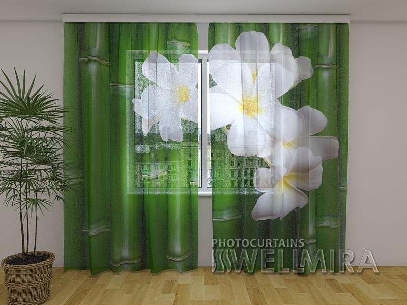 Dienas un nakts aizkari - Bambuss 180 x 140 cm (2X 90x140 cm) / Сaurspīdīgs šifons E-interjers.lv