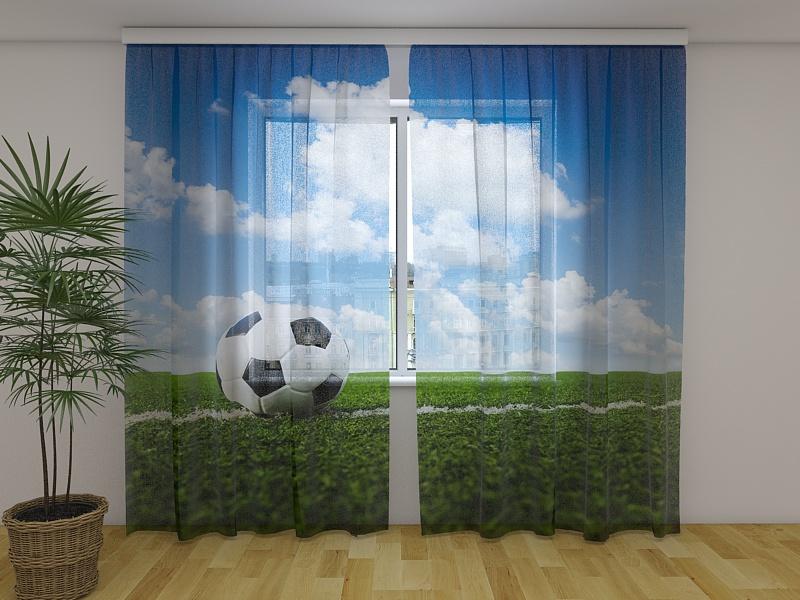 Dienas un nakts aizkari - Bumba futbola laukumā 180 x 140 cm (2X 90x140 cm) / Сaurspīdīgs šifons E-interjers.lv