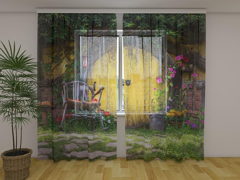 Dienas un nakts aizkari - Hobitu māja 180 x 140 cm (2X 90x140 cm) / Сaurspīdīgs šifons E-interjers.lv
