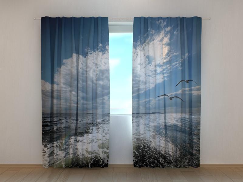 Dienas un nakts aizkari - Kaijas virs Baltās jūras 180 x 140 cm (2X 90x140 cm) / SCREEN E-interjers.lv