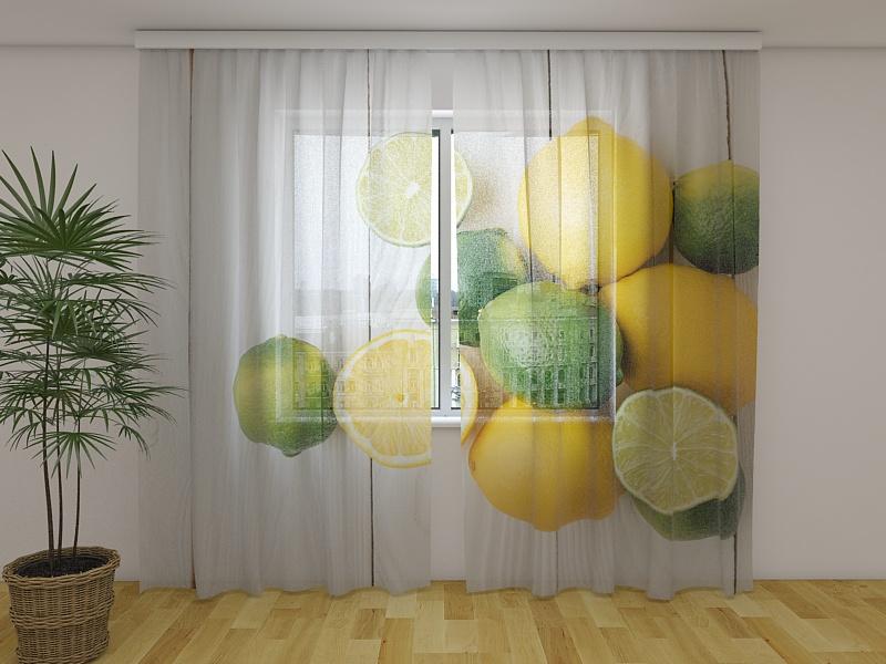 Dienas un nakts aizkari - Laimi un citroni 180 x 140 cm (2X 90x140 cm) / Сaurspīdīgs šifons E-interjers.lv