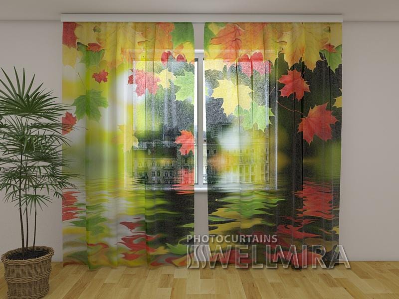 Dienas un nakts aizkari - Lapas virs ūdens 180 x 140 cm (2X 90x140 cm) / Сaurspīdīgs šifons E-interjers.lv
