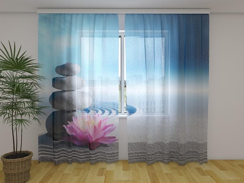Dienas un nakts aizkari - Lilija uz smiltīm 180 x 140 cm (2X 90x140 cm) / Сaurspīdīgs šifons E-interjers.lv