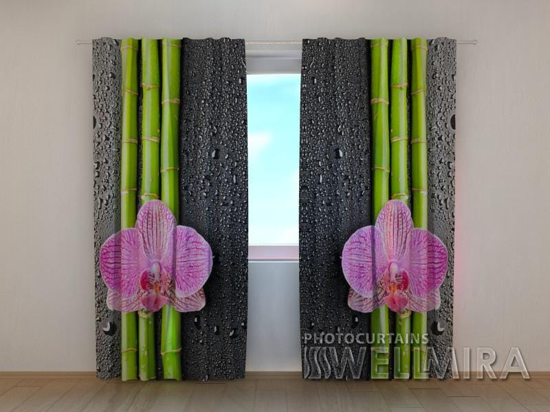 Dienas un nakts aizkari - Orhidejas un bambuss 2. versija 180 x 140 cm (2X 90x140 cm) / SCREEN E-interjers.lv