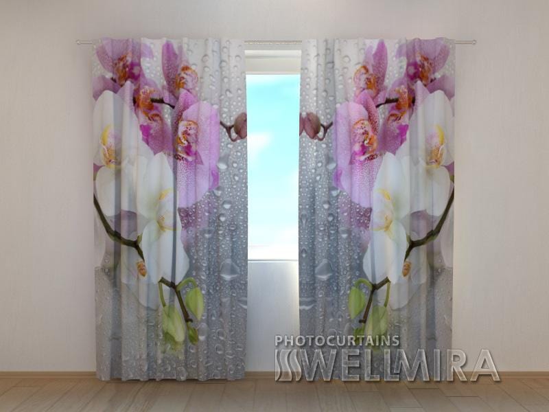 Dienas un nakts aizkari - Orhidejas un lietus 180 x 140 cm (2X 90x140 cm) / SCREEN E-interjers.lv