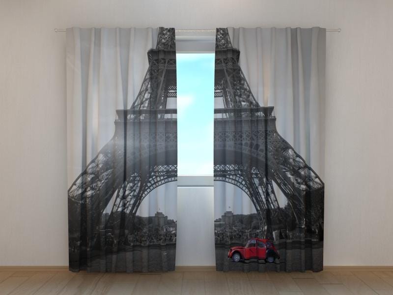 Dienas un nakts aizkari - Retro auto un Eifeļa tornis 180 x 140 cm (2X 90x140 cm) / SCREEN E-interjers.lv