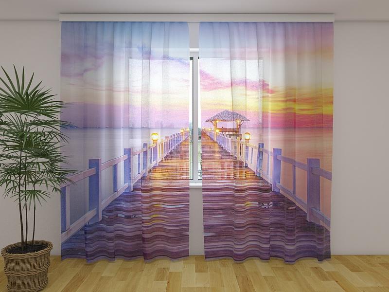 Dienas un nakts aizkari - Saullēkts jūrā 180 x 140 cm (2X 90x140 cm) / Сaurspīdīgs šifons E-interjers.lv