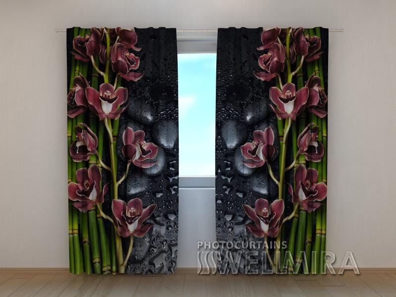 Dienas un nakts aizkari - Vīna krāsas orhidejas 180 x 140 cm (2X 90x140 cm) / SCREEN E-interjers.lv