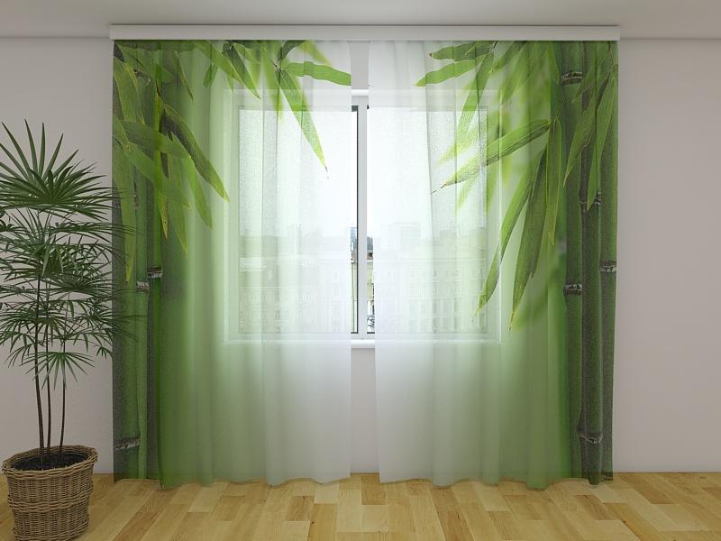 Dienas un nakts aizkari - Zaļais bambuss 2. versija 180 x 140 cm (2X 90x140 cm) / Сaurspīdīgs šifons E-interjers.lv