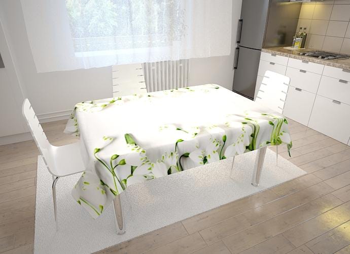 Galdauts - Baltie ziedi uz balta fona Home Trends