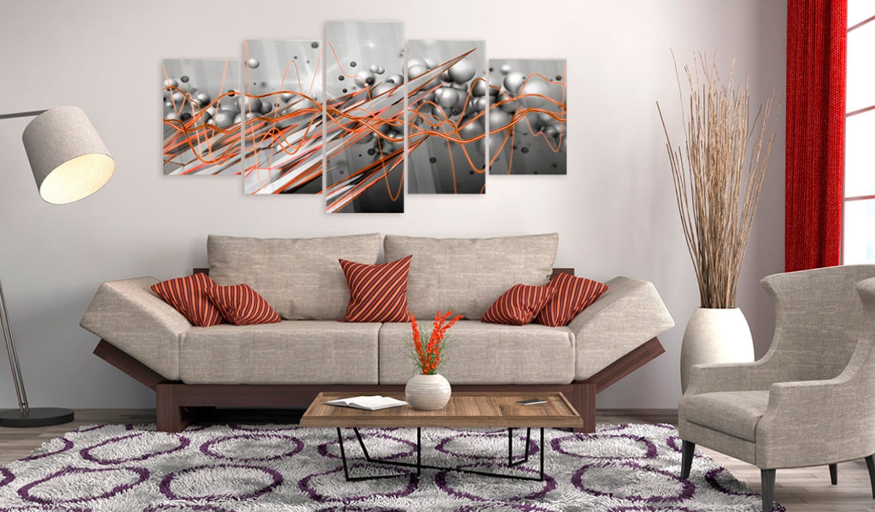 Glezna ar akrila stiklu - Oranžā straume Home trends