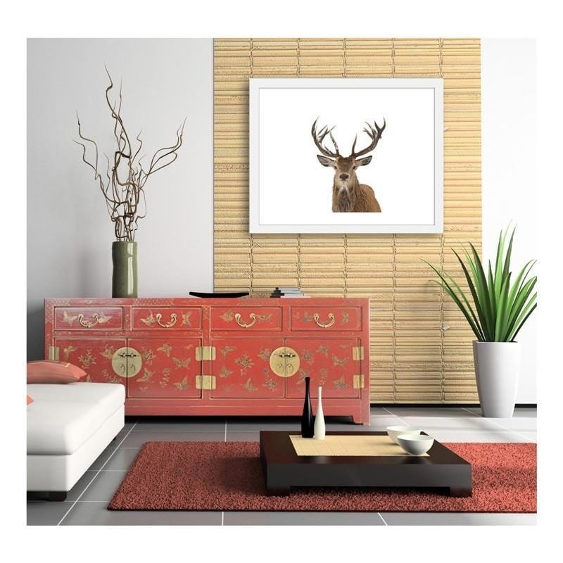 Glezna baltā rāmī - A deer's head on a white background  Home Trends DECO