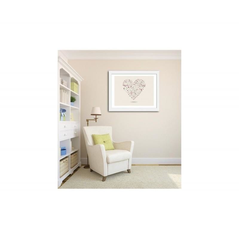 Glezna baltā rāmī - A floral heart  Home Trends DECO